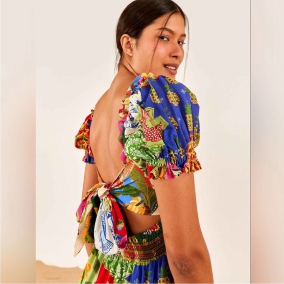 Farm Rio Women’s Sunny Mix Square Neck Midi Dress - Picture 4 of 5